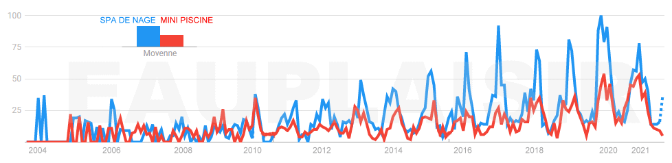 Evolution 2004  2024 du march des mini-piscines VS spas de nage en France