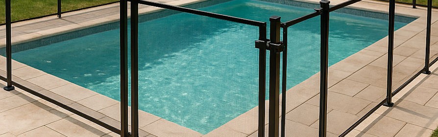 clôture noire piscine