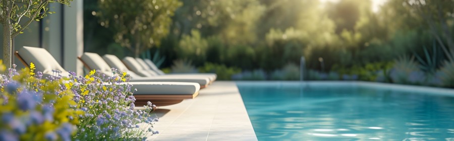 Piscine avec transats